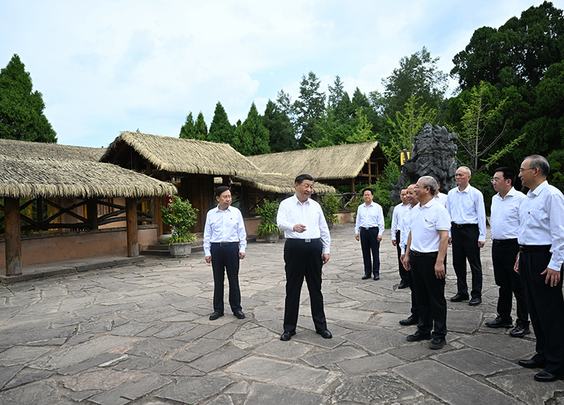7月25日至27日，中共中央總書記、國家主席、中央軍委主席習(xí)近平在四川考察。這是25日下午，習(xí)近平在廣元市劍閣縣翠云廊考察。